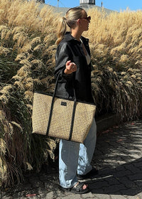 Clara Rattan Tote - Black -