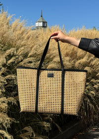 Clara Rattan Tote - Black -