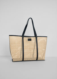 Clara Rattan Tote - Black -