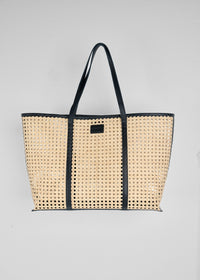 Clara Rattan Tote - Black -
