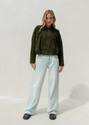 Apostl women’s olive green suede bomber jacket in Australia