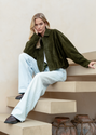 Apostl women’s olive green suede bomber jacket in Australia