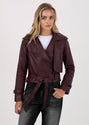 Maroon Leather Belted Jacket 