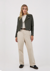 Barnabas Leather Jacket - Olive Green