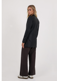 Ava Leather Blazer - Black