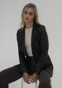 Ava Leather Blazer - Black