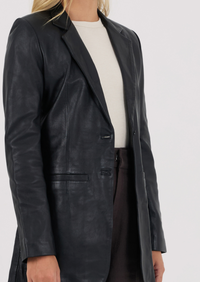 Ava Leather Blazer - Black