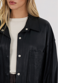 Cleo Leather Shirt - Black