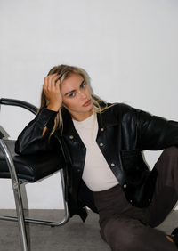 Cleo Leather Shirt - Black