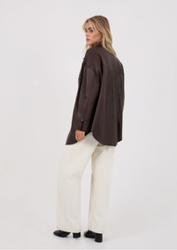Cleo Leather Shirt - Chocolate