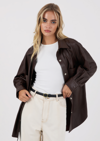 Cleo Leather Shirt - Chocolate