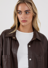Cleo Leather Shirt - Chocolate